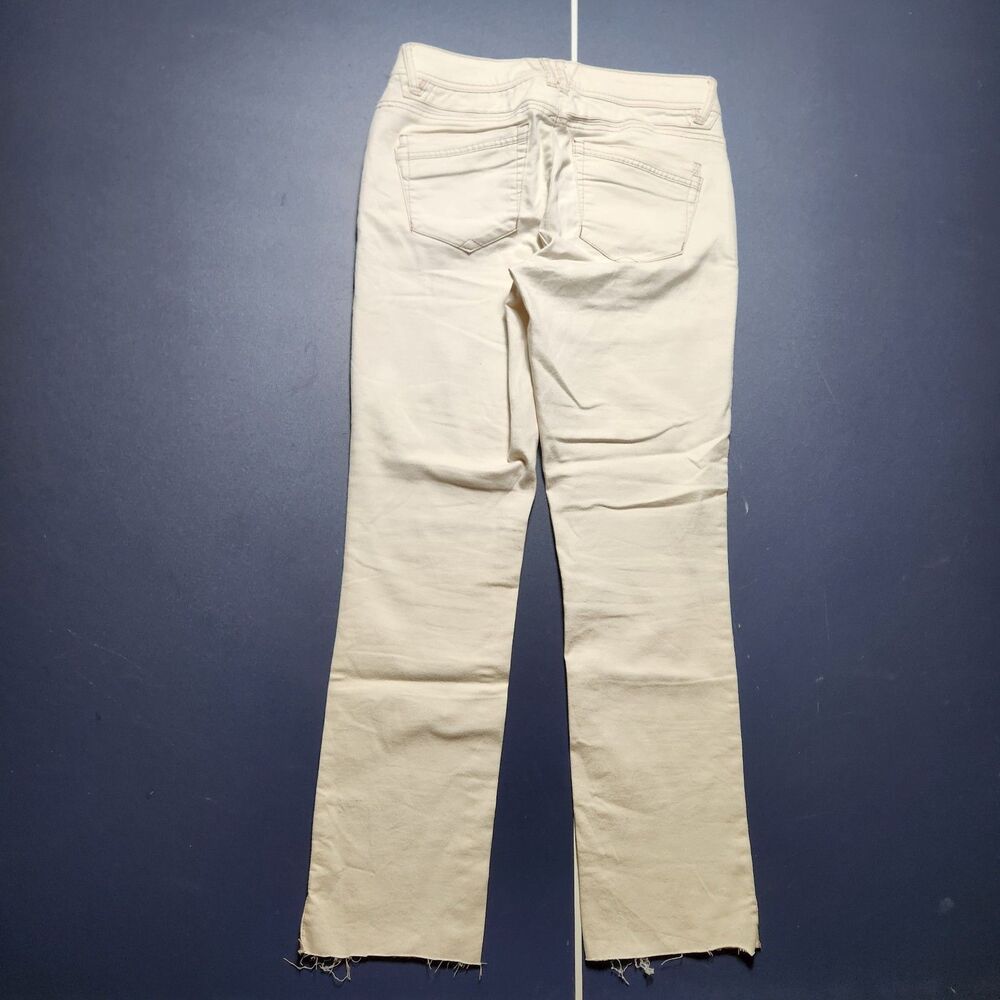 Democracy Womens 6 Ab Solution Straight Leg Frayed Hem Jeans Ivory 31x28 - Picture 2 of 9